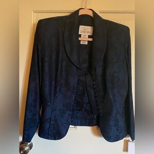 Vintage Blue Blazer with floral brocade